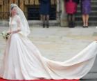Beautiful wedding dress with a long tail