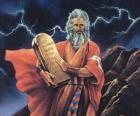 Moses with the tablets of the law on which are written the ten commandments