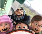 The girls and Gru have fun at the amusement park