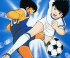 Captain Tsubasa at high speed while is controlling the ball