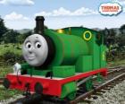 Percy, the youngest locomotive, green coloured and with the number 6. Percy is the best friend of Thomas