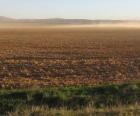 ural landscape with a plowed field in the foreground