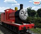 James, the splendid locomotive number 5 in red color