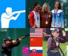 Women's skeet shooting podium, Kim Rhode (United States), Wei Ning (China) and Danka Bartekova (Slovakia) - London 2012 -