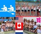 Rowing women's coxed eight podium, United States, Canada and Netherlands - London 2012 -