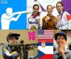 Podium shooting women's 50 metre rifle three positions, Jamie Lynn Gray (United States), Ivana Maksimović (Serbia) and Adela Sykorova (Czech Republic) - London 2012-