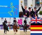 Podium riding team dressage, United Kingdom, Germany and Netherlands, London 2012