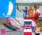 Men's sailing RS:X podium, Dorian van Rijsselberghe (Netherlands), Nick Dempsey (United Kingdom) and Przemysław Miarczyński (Poland), London 2012