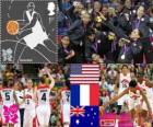 Women's basketball podium, United States, France and Australia, London 2012