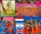 Podium women's field hockey, Netherlands, Argentina and United Kingdom, London 2012