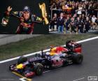 Sebastian Vettel celebrates victory in the Grand Prix di Corea del sud 2012