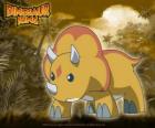 Gabu, Chomp, the Team-D strongest dinosaur, the triceratops from Dinosaur King