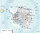 Map of Antarctica. The South Pole is on the Antarctic continent
