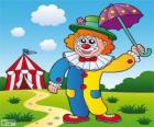 Clown with umbrella