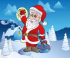 Santa Claus in a snowy landscape