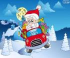 Santa Claus driving a car