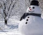 Snowman with hat and scarf