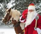 Santa Claus next to a horse