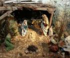 Scene  of the Jesus Nativity in a stable near Bethlehem