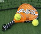 Padel racquet and balls