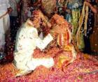 The bride and groom at the wedding or marriage following the Hindu tradition