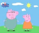 The parents of Peppa Pig walking under the Sun