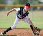 Child playing baseball on the verge of receiving the ball