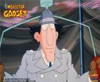 The Inspector Gadget using one of his gadgets, the helicopter from the hat