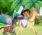 Dora and her monkey boots riding