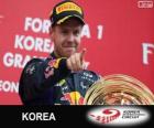 Sebastian Vettel celebrates his victory in the 2013 Korean Grand Prix