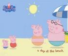 Peppa Pig with her family on the beach