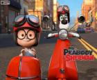 Mr. Peabody and Sherman on the motorcycle with sidecar