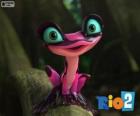Gabi, a small poison frog, a character from the new movie Rio 2