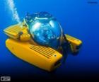 A small submarine at the bottom of the sea