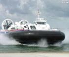 Hovercraft, a vehicle capable of traveling over land, water, mud or ice