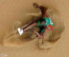 Athlete practicing the long jump