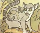 Lemur with her baby. Drawing of Julieta Vitali