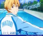 Nagisa with the tracksuit of Iwatobi Swimming Club