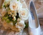 Bouquet and shoe for the bride