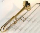 The trombone is a brass horn musical instrument