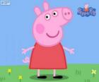 Peppa Pig with a red dress