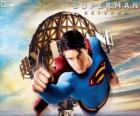 Superman, the superhero flying
