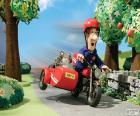 Postman Pat with his motorcycle