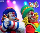 Patati and Patata in a performance, two very funny clowns