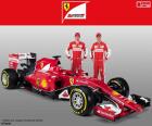 Team formed by Sebastian Vettel, Kimi Räikkönen and the new Ferrari SF15-T