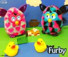 Two Furbys in a picnic in the park