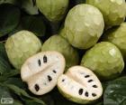 The cherimoya is a fruit of tropical origin more or less rounded and green skin