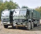 Two military trucks