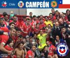 The national selection of Chile champion of the Copa America of 2015. Chile defeated Argentina's national team at the penalty shootout