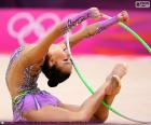 The gymnast are Son Yeon-jar doing its hoop exercise